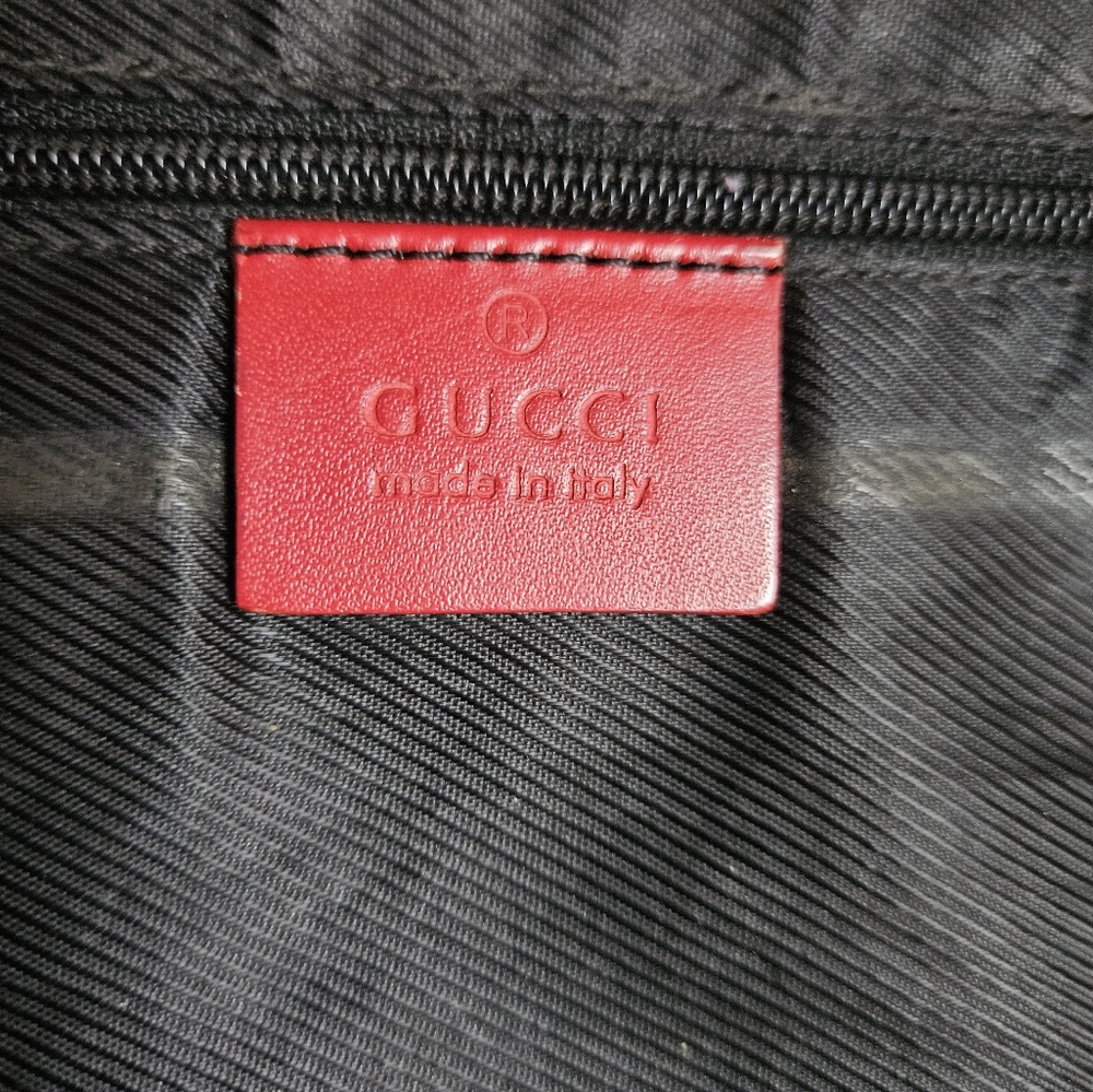 Gucci Vintage Navy Blue Monogram With Red Leather Trim With Dustbag - Picture 11 of 16
